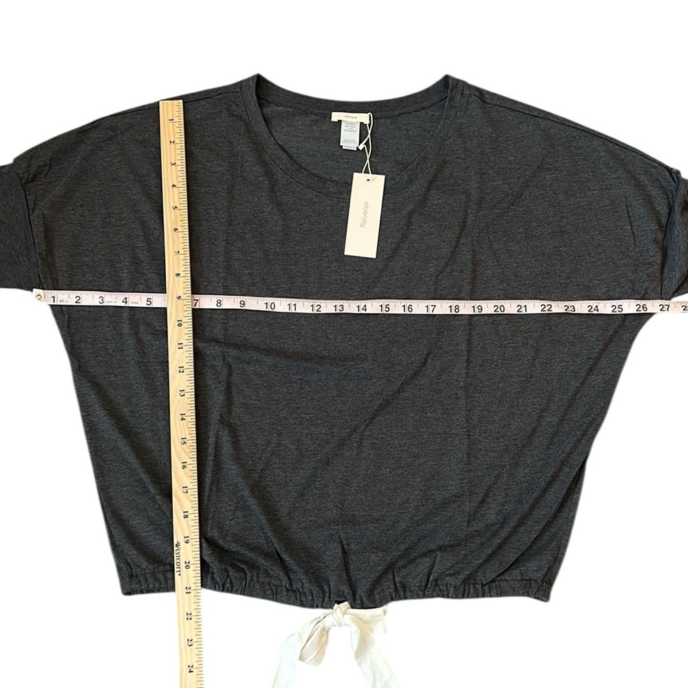 NWT Eberjey Gisele Tencel Modal Long Sleeve Drawstring Top Charcoal Gray Small - Picture 9 of 11